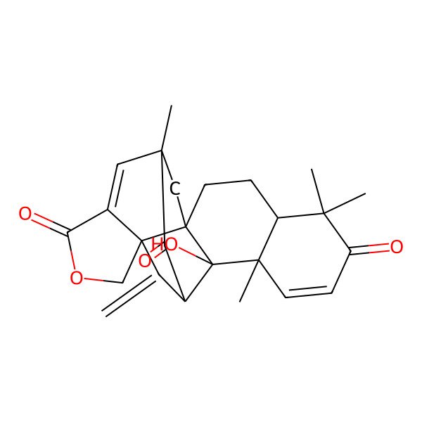 2D Structure of 2-Hydroxy-3,7,7,13-tetramethyl-20-methylidene-17-oxahexacyclo[11.7.1.02,11.03,8.011,19.015,19]henicosa-4,14-diene-6,16,21-trione