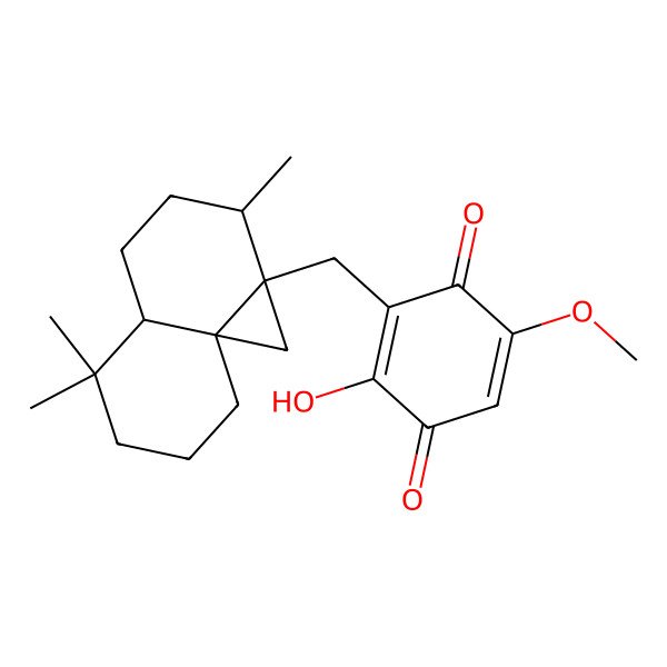 2D Structure of 3-[[(1aS,2R,4aR,8aS)-2,5,5-trimethyl-1,2,3,4,4a,6,7,8-octahydrocyclopropa[j]naphthalen-1a-yl]methyl]-2-hydroxy-5-methoxycyclohexa-2,5-diene-1,4-dione