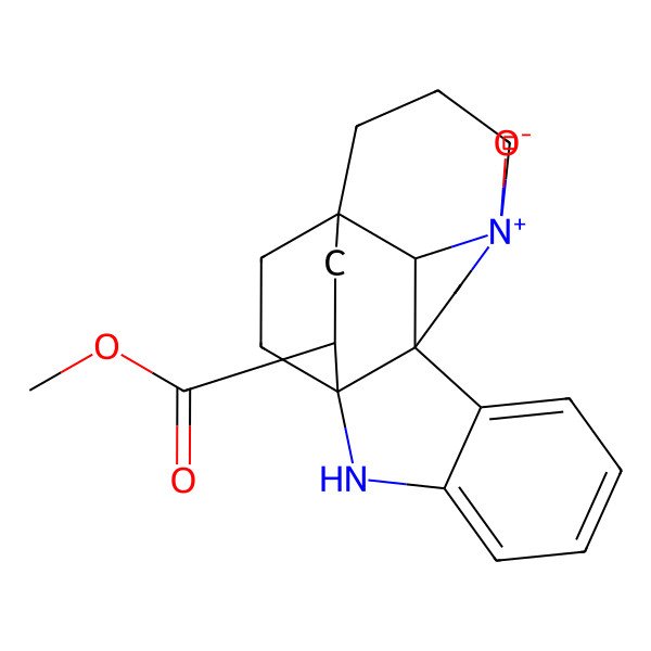2D Structure of methyl (1S,9S,16S,18S,21R)-12-oxido-2-aza-12-azoniahexacyclo[14.2.2.19,12.01,9.03,8.016,21]henicosa-3,5,7-triene-18-carboxylate