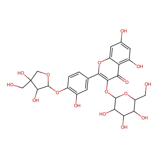 2D Structure of 2-[4-[3,4-Dihydroxy-4-(hydroxymethyl)oxolan-2-yl]oxy-3-hydroxyphenyl]-5,7-dihydroxy-3-[3,4,5-trihydroxy-6-(hydroxymethyl)oxan-2-yl]oxychromen-4-one