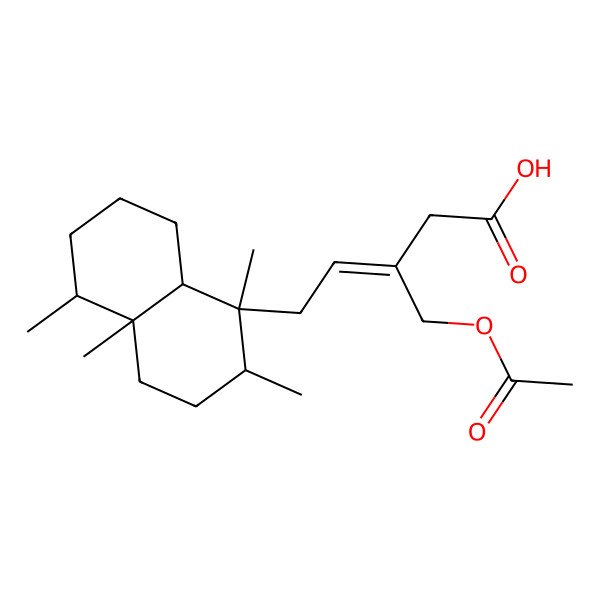 2D Structure of 3-(Acetyloxymethyl)-5-(1,2,4a,5-tetramethyl-2,3,4,5,6,7,8,8a-octahydronaphthalen-1-yl)pent-3-enoic acid