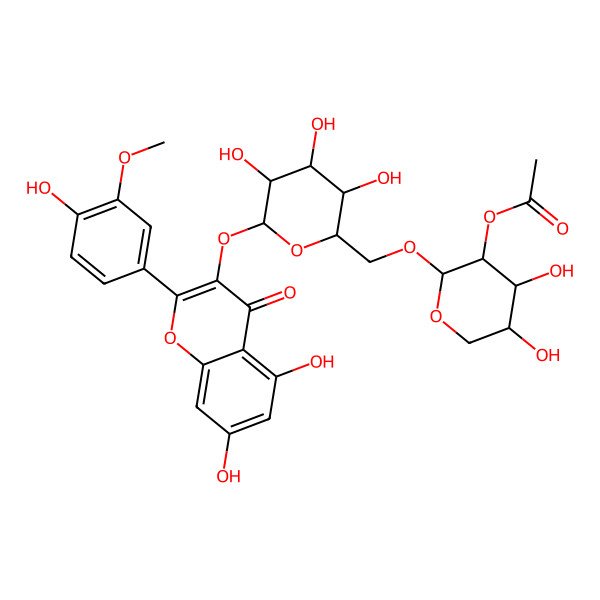 2D Structure of [(2S,3S,4S,5R)-2-[[(2R,3R,4S,5R,6S)-6-[5,7-dihydroxy-2-(4-hydroxy-3-methoxyphenyl)-4-oxochromen-3-yl]oxy-3,4,5-trihydroxyoxan-2-yl]methoxy]-4,5-dihydroxyoxan-3-yl] acetate