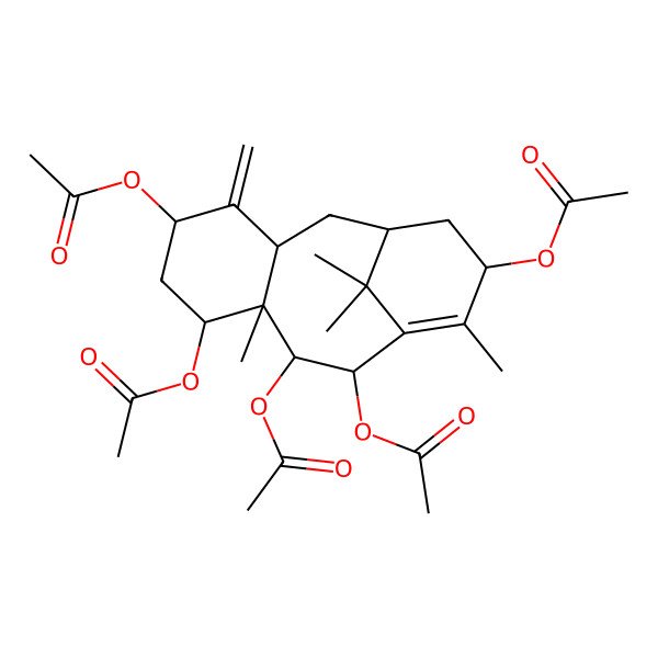 2D Structure of [(1R,3R,5S,7S,8S,9R,10R,13S)-5,7,9,10-tetraacetyloxy-8,12,15,15-tetramethyl-4-methylidene-13-tricyclo[9.3.1.03,8]pentadec-11-enyl] acetate
