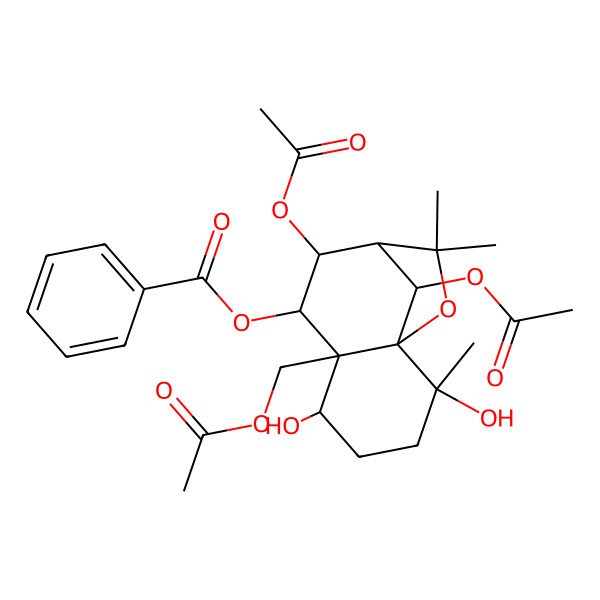 2D Structure of [(1S,2S,5S,6S,7S,8R,9R,12R)-8,12-diacetyloxy-6-(acetyloxymethyl)-2,5-dihydroxy-2,10,10-trimethyl-11-oxatricyclo[7.2.1.01,6]dodecan-7-yl] benzoate