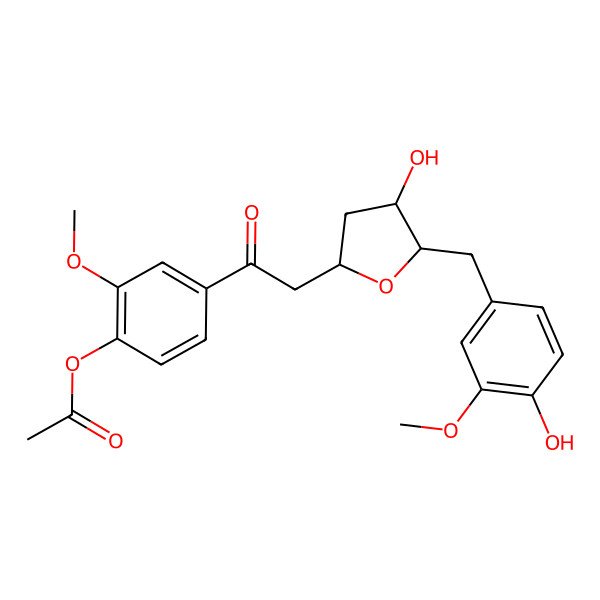 2D Structure of [4-[2-[(2S,4R,5R)-4-hydroxy-5-[(4-hydroxy-3-methoxyphenyl)methyl]oxolan-2-yl]acetyl]-2-methoxyphenyl] acetate