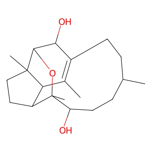 2D Structure of (1S,3R,4S,7R,12S,13R,16S,17S)-3,7,11,16-tetramethyl-2-oxatetracyclo[8.6.1.03,13.012,16]heptadec-10-ene-4,17-diol