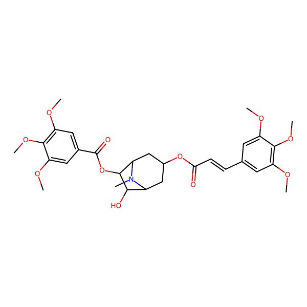 2D Structure of [7-Hydroxy-8-methyl-3-[3-(3,4,5-trimethoxyphenyl)prop-2-enoyloxy]-8-azabicyclo[3.2.1]octan-6-yl] 3,4,5-trimethoxybenzoate
