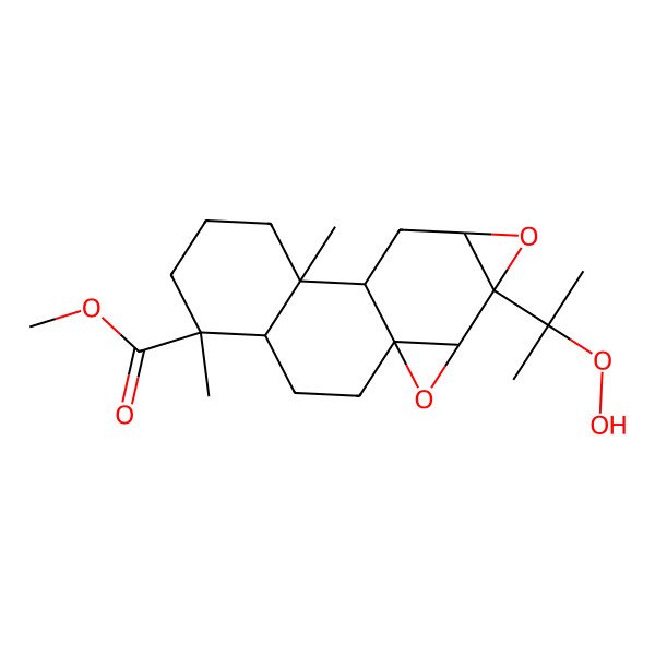 2D Structure of methyl (1R,5S,9S,10R,12S,14S,15R)-14-(2-hydroperoxypropan-2-yl)-5,9-dimethyl-13,16-dioxapentacyclo[8.6.0.01,15.04,9.012,14]hexadecane-5-carboxylate