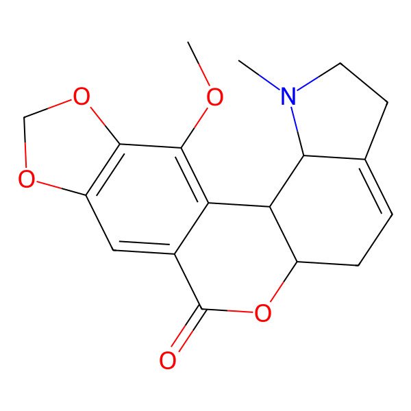 2D Structure of (2S,3S,10R)-20-methoxy-4-methyl-11,16,18-trioxa-4-azapentacyclo[11.7.0.02,10.03,7.015,19]icosa-1(20),7,13,15(19)-tetraen-12-one
