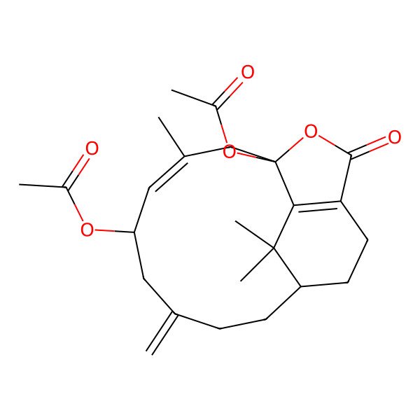 2D Structure of (1-Acetyloxy-3,17,17-trimethyl-7-methylidene-14-oxo-15-oxatricyclo[8.5.2.013,16]heptadeca-3,13(16)-dien-5-yl) acetate
