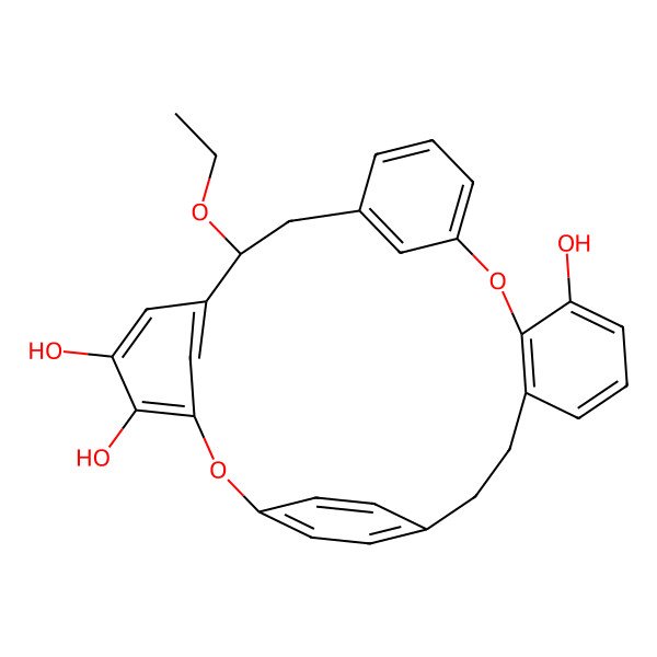 2D Structure of (8R)-8-ethoxy-2,15-dioxapentacyclo[22.2.2.13,7.110,14.016,21]triaconta-1(26),3(30),4,6,10(29),11,13,16(21),17,19,24,27-dodecaene-4,5,17-triol