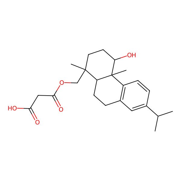 2D Structure of 3-[(4-Hydroxy-1,4a-dimethyl-7-propan-2-yl-2,3,4,9,10,10a-hexahydrophenanthren-1-yl)methoxy]-3-oxopropanoic acid