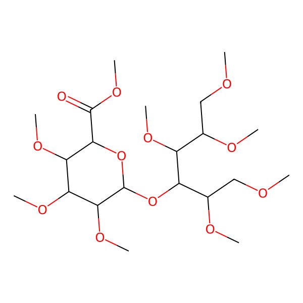 2D Structure of methyl (2S,3S,4S,5R,6S)-3,4,5-trimethoxy-6-[(2R,3R,4S,5S)-1,2,4,5,6-pentamethoxyhexan-3-yl]oxyoxane-2-carboxylate