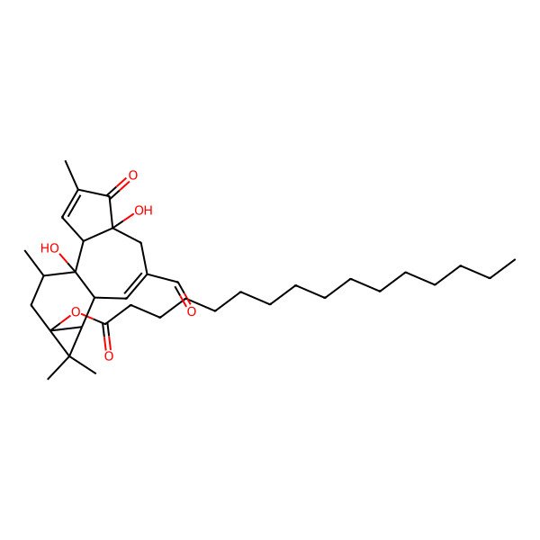 2D Structure of (8-Formyl-1,6-dihydroxy-4,12,12,15-tetramethyl-5-oxo-13-tetracyclo[8.5.0.02,6.011,13]pentadeca-3,8-dienyl) hexadecanoate