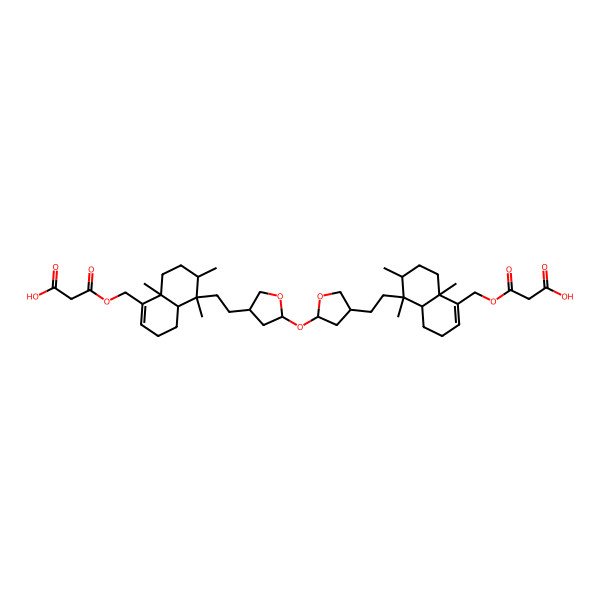 2D Structure of 3-[[(4aR,5S,6R,8aR)-5-[2-[(3R,5S)-5-[(2S,4R)-4-[2-[(1S,2R,4aR,8aR)-5-[(2-carboxyacetyl)oxymethyl]-1,2,4a-trimethyl-2,3,4,7,8,8a-hexahydronaphthalen-1-yl]ethyl]oxolan-2-yl]oxyoxolan-3-yl]ethyl]-5,6,8a-trimethyl-3,4,4a,6,7,8-hexahydronaphthalen-1-yl]methoxy]-3-oxopropanoic acid