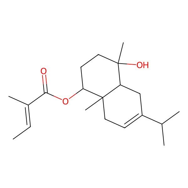 2D Structure of [(1R,4S,4aR,8aR)-4-hydroxy-4,8a-dimethyl-6-propan-2-yl-1,2,3,4a,5,8-hexahydronaphthalen-1-yl] (E)-2-methylbut-2-enoate