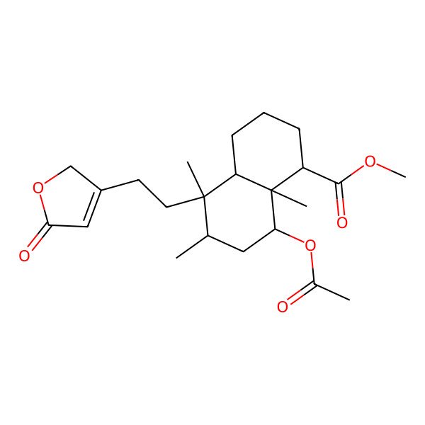 2D Structure of methyl 8-acetyloxy-5,6,8a-trimethyl-5-[2-(5-oxo-2H-furan-3-yl)ethyl]-1,2,3,4,4a,6,7,8-octahydronaphthalene-1-carboxylate
