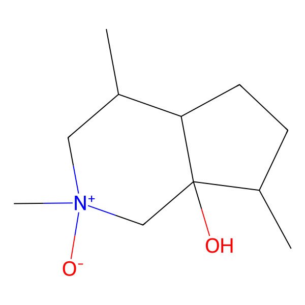 2D Structure of (2S,4S,4aR,7S,7aS)-2,4,7-trimethyl-2-oxido-3,4,4a,5,6,7-hexahydro-1H-cyclopenta[c]pyridin-2-ium-7a-ol