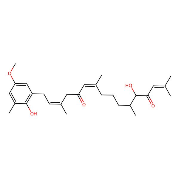 2D Structure of (5R,6S,10Z,14E)-5-hydroxy-16-(2-hydroxy-5-methoxy-3-methylphenyl)-2,6,10,14-tetramethylhexadeca-2,10,14-triene-4,12-dione
