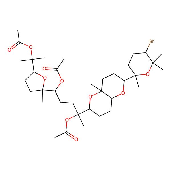 2D Structure of [4-acetyloxy-1-[5-(2-acetyloxypropan-2-yl)-2-methyloxolan-2-yl]-4-[2-(5-bromo-2,6,6-trimethyloxan-2-yl)-4a-methyl-3,4,6,7,8,8a-hexahydro-2H-pyrano[3,2-b]pyran-6-yl]pentyl] acetate