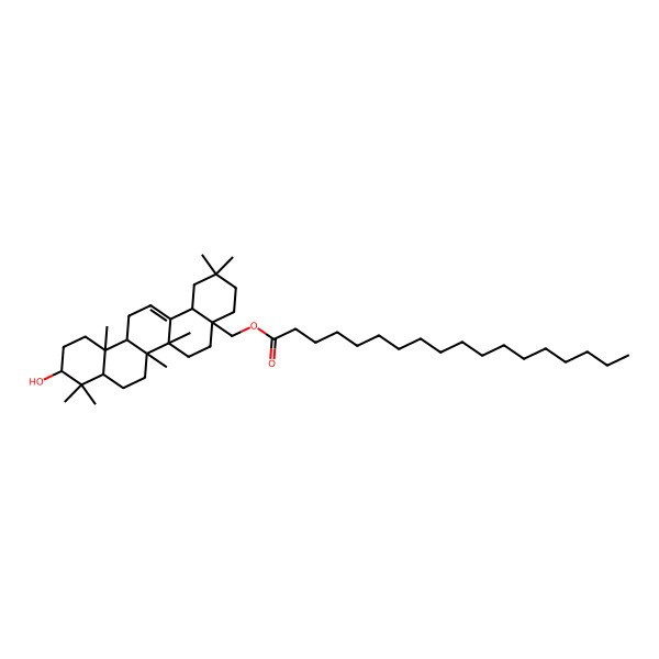 2D Structure of (10-Hydroxy-2,2,6a,6b,9,9,12a-heptamethyl-1,3,4,5,6,6a,7,8,8a,10,11,12,13,14b-tetradecahydropicen-4a-yl)methyl octadecanoate