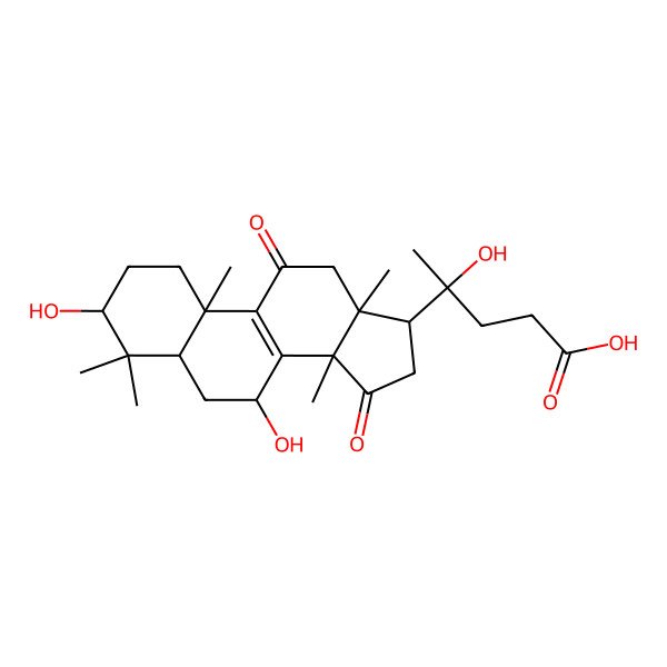 2D Structure of 4-(3,7-dihydroxy-4,4,10,13,14-pentamethyl-11,15-dioxo-2,3,5,6,7,12,16,17-octahydro-1H-cyclopenta[a]phenanthren-17-yl)-4-hydroxypentanoic acid