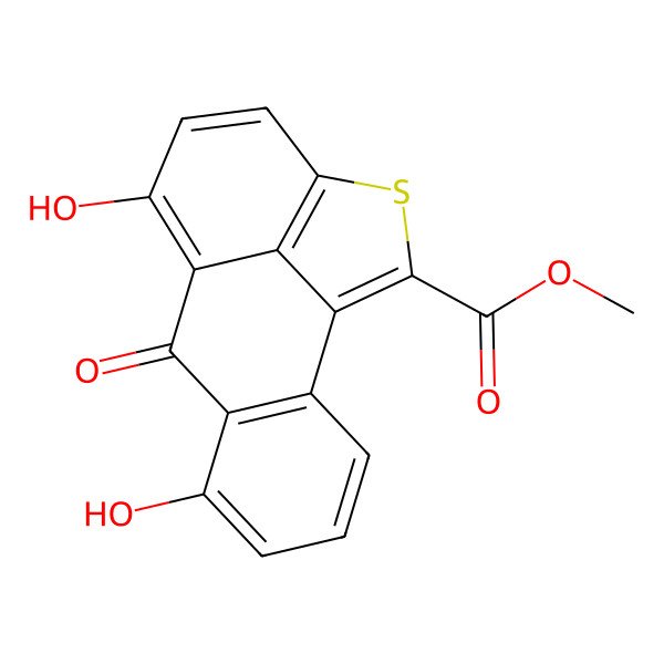 2D Structure of 5,7-dihydroxy-1-methoxycarbonyl-6-oxo-6H-anthra(1,9-bc)thiophene
