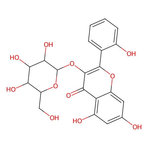 2D Structure of 5,7-Dihydroxy-2-(2-hydroxyphenyl)-3-[3,4,5-trihydroxy-6-(hydroxymethyl)oxan-2-yl]oxychromen-4-one