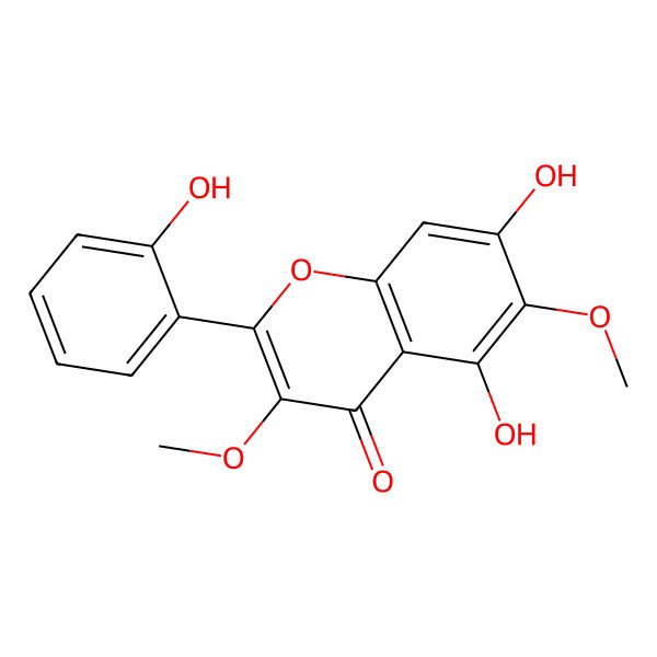 2D Structure of 5,7-Dihydroxy-2-(2-hydroxyphenyl)-3,6-dimethoxychromen-4-one 2D Structure of 5,7-Dihydroxy-2-(2-hydroxyphenyl)-3,6-dimethoxychromen-4-one