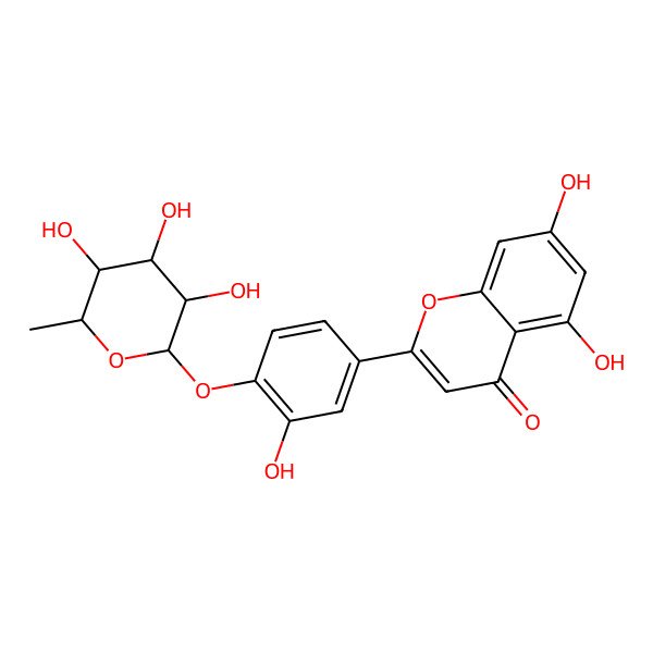 2D Structure of 5,7-Dihydroxy-2-[3-hydroxy-4-(3,4,5-trihydroxy-6-methyloxan-2-yl)oxyphenyl]chromen-4-one