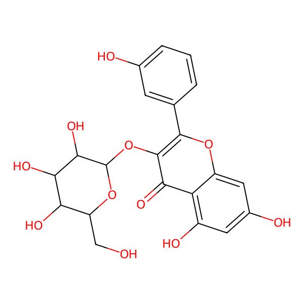 2D Structure of 5,7-Dihydroxy-2-(3-hydroxyphenyl)-3-[3,4,5-trihydroxy-6-(hydroxymethyl)oxan-2-yl]oxychromen-4-one
