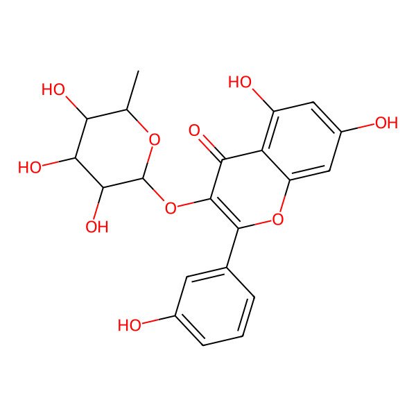 2D Structure of 5,7-Dihydroxy-2-(3-hydroxyphenyl)-3-(3,4,5-trihydroxy-6-methyloxan-2-yl)oxychromen-4-one