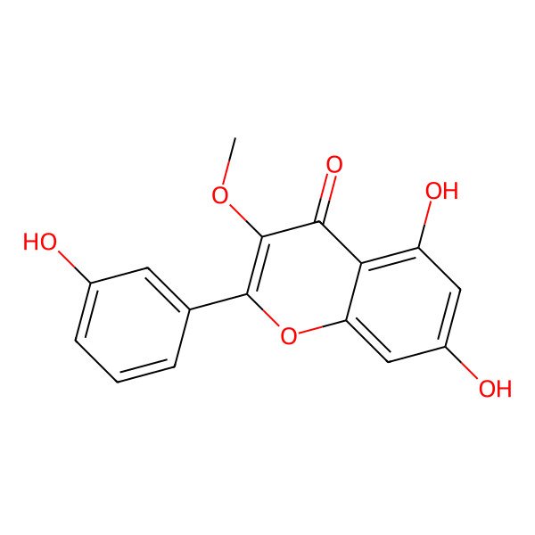 2D Structure of 5,7-Dihydroxy-2-(3-hydroxyphenyl)-3-methoxychromen-4-one