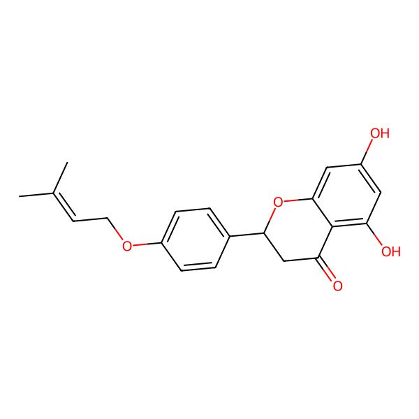 2D Structure of 5,7-Dihydroxy-2-[4-(3-methylbut-2-enoxy)phenyl]chroman-4-one