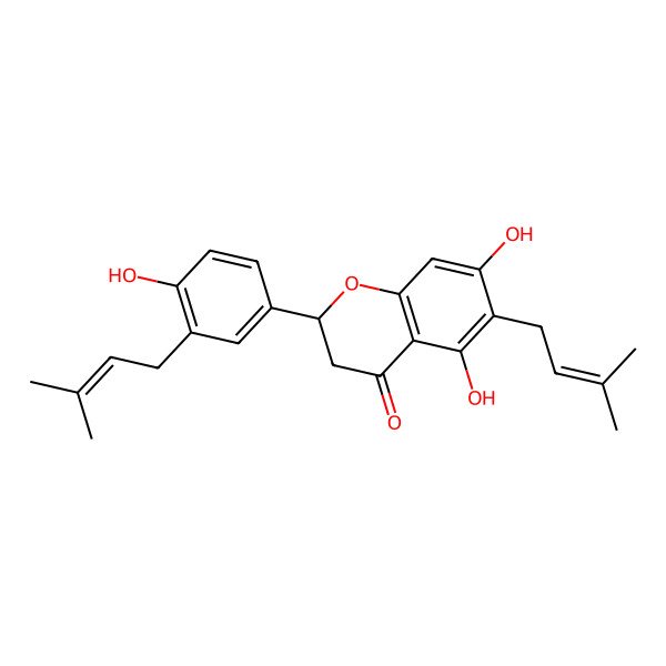 2D Structure of 5,7-Dihydroxy-2-[4-hydroxy-3-(3-methylbut-2-enyl)phenyl]-6-(3-methylbut-2-enyl)chroman-4-one