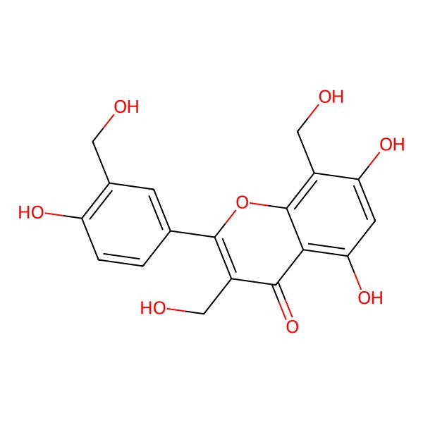 2D Structure of 5,7-Dihydroxy-2-[4-hydroxy-3-(hydroxymethyl)phenyl]-3,8-bis(hydroxymethyl)chromen-4-one