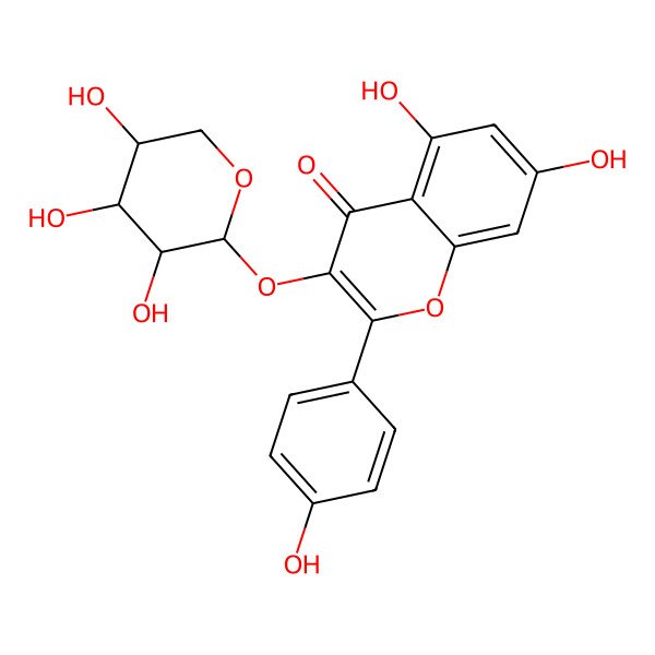2D Structure of 5,7-dihydroxy-2-(4-hydroxyphenyl)-3-[(2R,3R,4S,5S)-3,4,5-trihydroxyoxan-2-yl]oxychromen-4-one