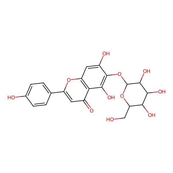 2D Structure of 5,7-Dihydroxy-2-(4-hydroxyphenyl)-6-[3,4,5-trihydroxy-6-(hydroxymethyl)oxan-2-yl]oxychromen-4-one