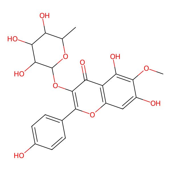 2D Structure of 5,7-Dihydroxy-2-(4-hydroxyphenyl)-6-methoxy-3-(3,4,5-trihydroxy-6-methyloxan-2-yl)oxychromen-4-one