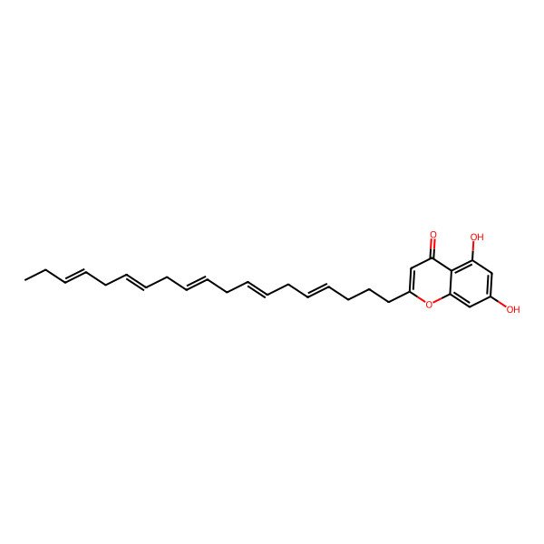 2D Structure of 5,7-dihydroxy-2-[(4Z,7Z,10Z,13Z,16Z)-nonadeca-4,7,10,13,16-pentaenyl]chromen-4-one