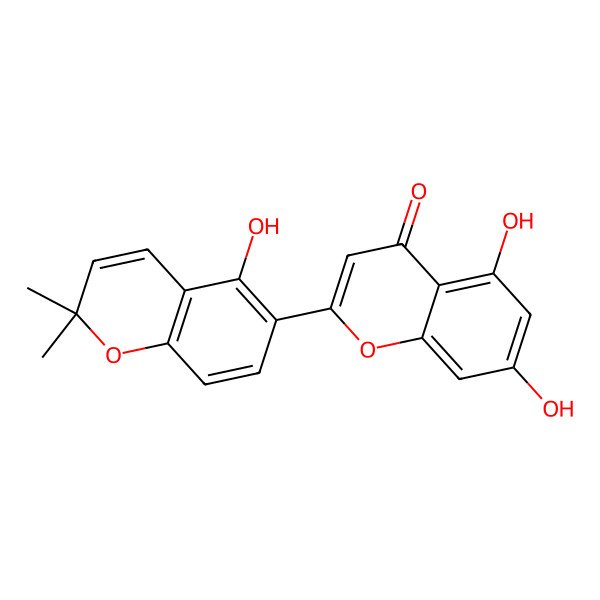 2D Structure of 5,7-Dihydroxy-2-(5-hydroxy-2,2-dimethylchromen-6-yl)chromen-4-one