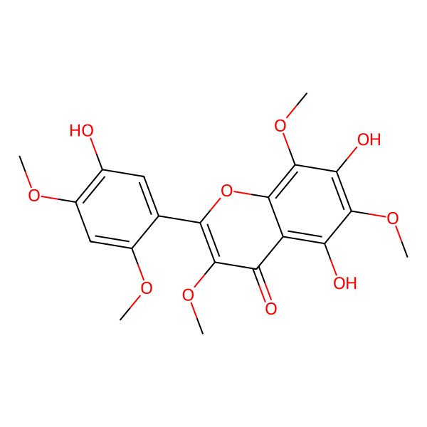 2D Structure of 5,7-Dihydroxy-2-(5-hydroxy-2,4-dimethoxyphenyl)-3,6,8-trimethoxychromen-4-one