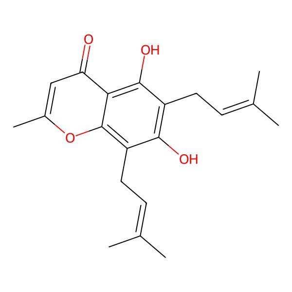 2D Structure of 5,7-Dihydroxy-2-methyl-6,8-bis(3-methylbut-2-enyl)chromen-4-one 2D Structure of 5,7-Dihydroxy-2-methyl-6,8-bis(3-methylbut-2-enyl)chromen-4-one