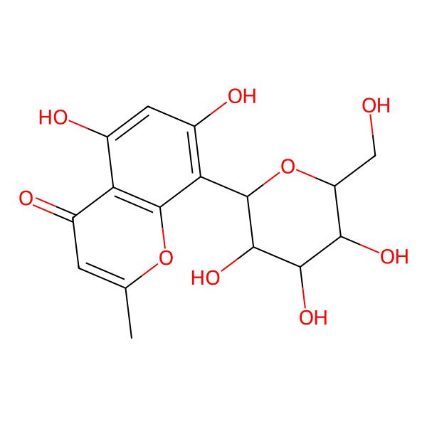 2D Structure of 5,7-dihydroxy-2-methyl-8-[(2R,3R,4R,5S,6R)-3,4,5-trihydroxy-6-(hydroxymethyl)oxan-2-yl]chromen-4-one