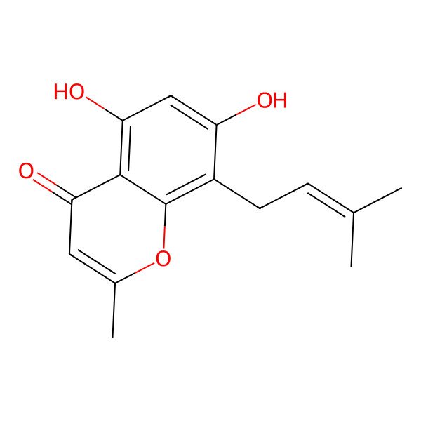 2D Structure of 5,7-Dihydroxy-2-methyl-8-(3-methyl-2-butenyl)-4H-1-benzopyran-4-one 2D Structure of 5,7-Dihydroxy-2-methyl-8-(3-methyl-2-butenyl)-4H-1-benzopyran-4-one