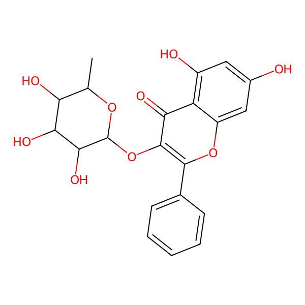 2D Structure of 5,7-Dihydroxy-2-phenyl-3-(3,4,5-trihydroxy-6-methyloxan-2-yl)oxychromen-4-one
