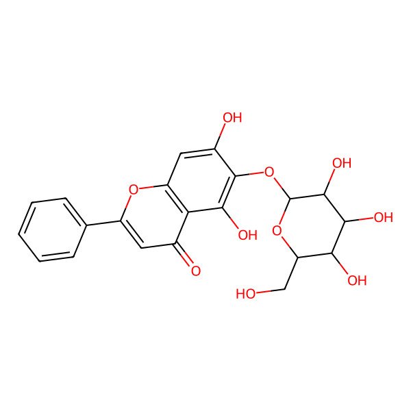 2D Structure of 5,7-Dihydroxy-2-phenyl-6-[3,4,5-trihydroxy-6-(hydroxymethyl)oxan-2-yl]oxychromen-4-one