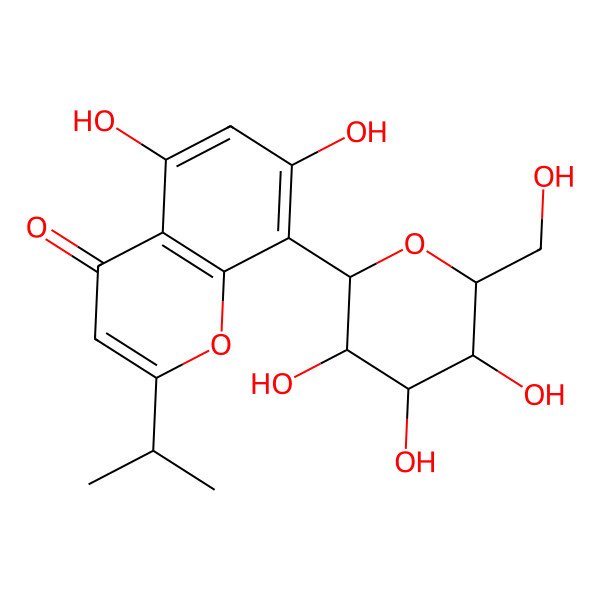 2D Structure of 5,7-Dihydroxy-2-propan-2-yl-8-[3,4,5-trihydroxy-6-(hydroxymethyl)oxan-2-yl]chromen-4-one