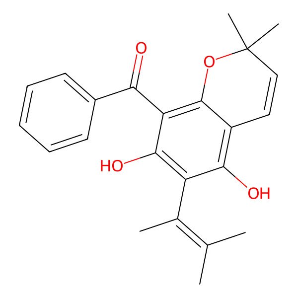 2D Structure of [5,7-Dihydroxy-2,2-dimethyl-6-(3-methylbut-2-en-2-yl)chromen-8-yl]-phenylmethanone