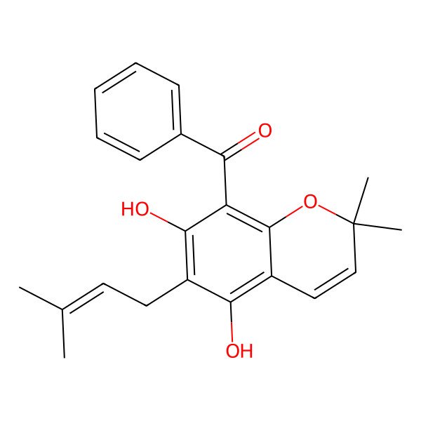 2D Structure of [5,7-Dihydroxy-2,2-dimethyl-6-(3-methylbut-2-enyl)chromen-8-yl]-phenylmethanone
